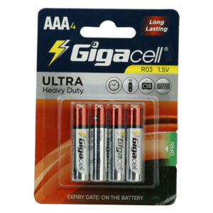 باتری چهارتایی نیم قلمی Gigacell Ultra Heavy Duty R03 1.5V AAA